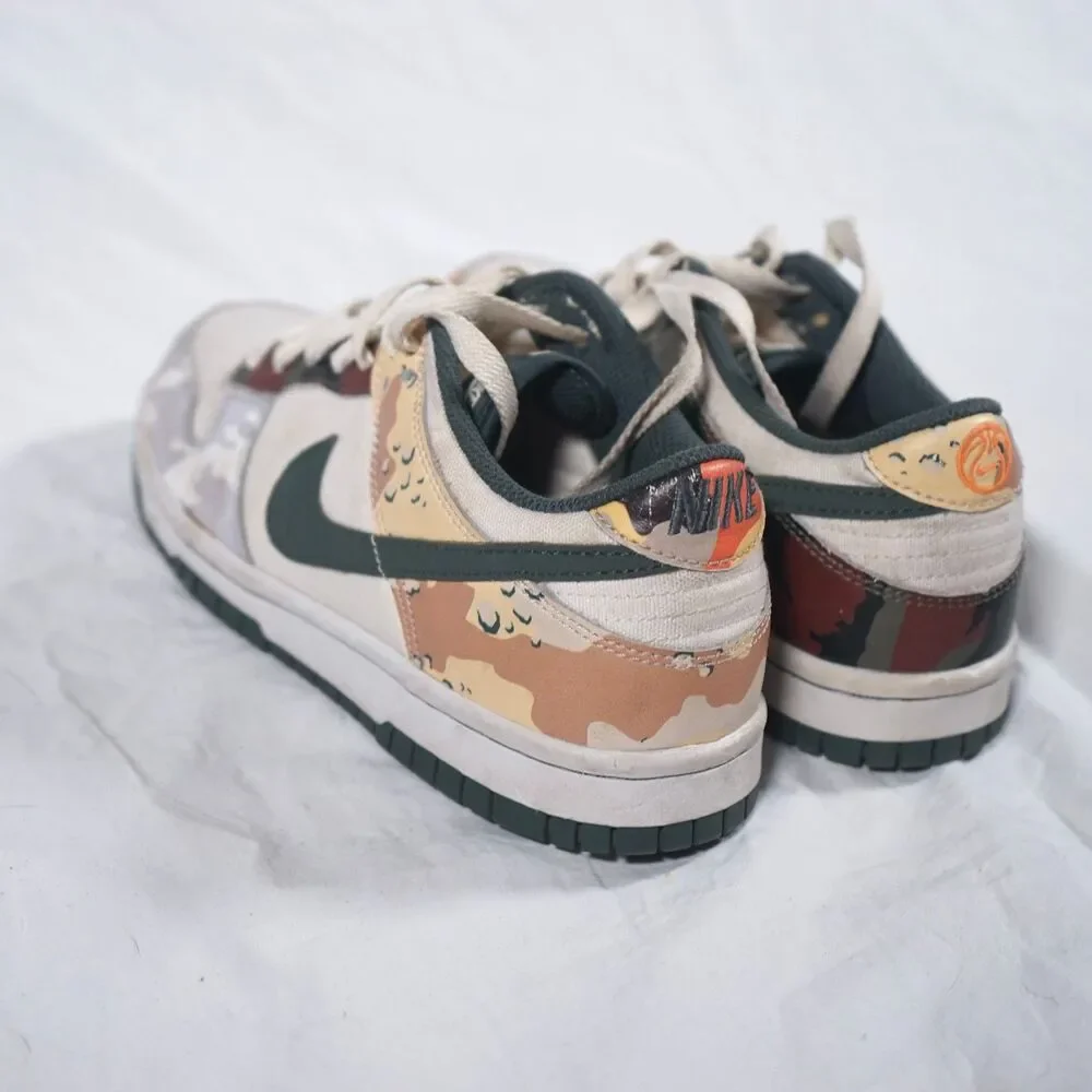 Nike Dunk Low SE Sail Multi-Camo GS White Green 4Y DB1909-100